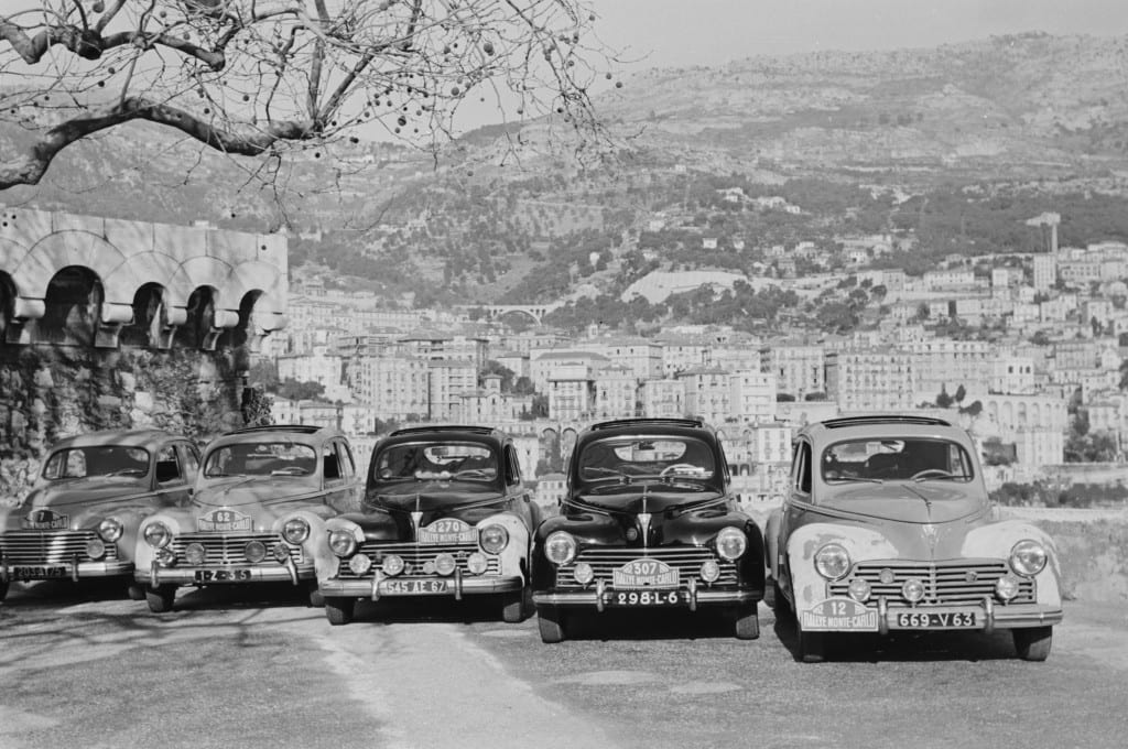 A line up of Peugeots image, at the 1952 Monte Carlo Rally, is stunning in its composition and illustrative of Mailander’s photographic flair. 