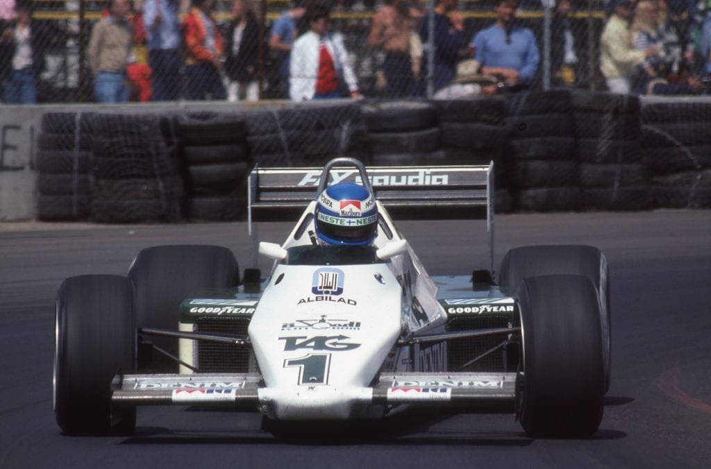 Keke Rosberg driving a Williams in the 1983 Long Beach Grand Prix.