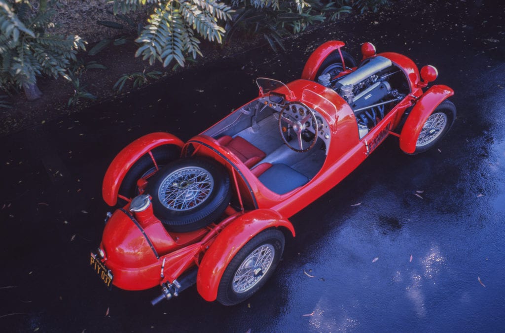 Cunningham bought the first Ferrari race car imported to the U.S., a 1948 166 Corsa Spyder. Luigi Chinetti drove this car to a win at Montlhéry and then set speed records with it before it was shipped to the States. It is now shown in Naples.