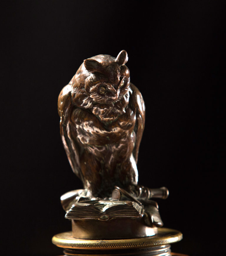 Wise Owl front mascot automobile hood ornament